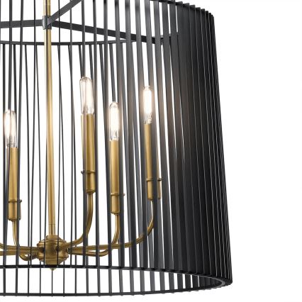 Quintiesse - Lustru pe tijă LINARA 6xE14/60W/230V Ø 66 cm negru/auriu