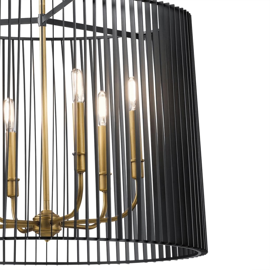 Quintiesse - Lustru pe tijă LINARA 6xE14/60W/230V Ø 66 cm negru/auriu