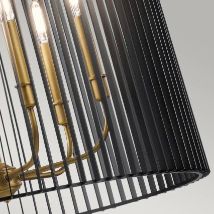 Quintiesse - Lustru pe tijă LINARA 6xE14/60W/230V Ø 66 cm negru/auriu