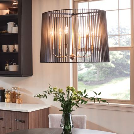 Quintiesse - Lustru pe tijă LINARA 6xE14/60W/230V Ø 66 cm negru/auriu