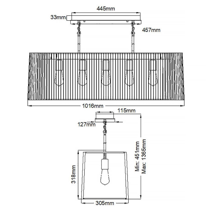 Quintiesse - Lustră pe tijă LINARA 5xE27/60W/230V negru/auriu