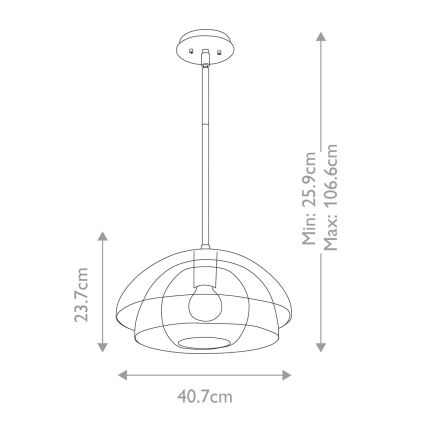 Quintiesse - Lustră cu tijă LOTUS, 1xE27/60W/230V, Ø 40,7 cm, finiș auriu