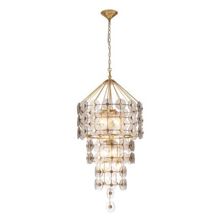 Quintiesse - Candelabru cu lanț MERIDIAN 9xE14/40W/230V, diam. 57,2 cm, auriu