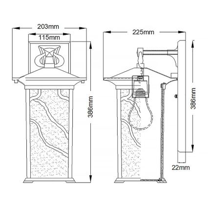 Quintiesse - Lampă de perete pentru exterior MORRIS L, 1xE27/60W/230V, IP44, bronz