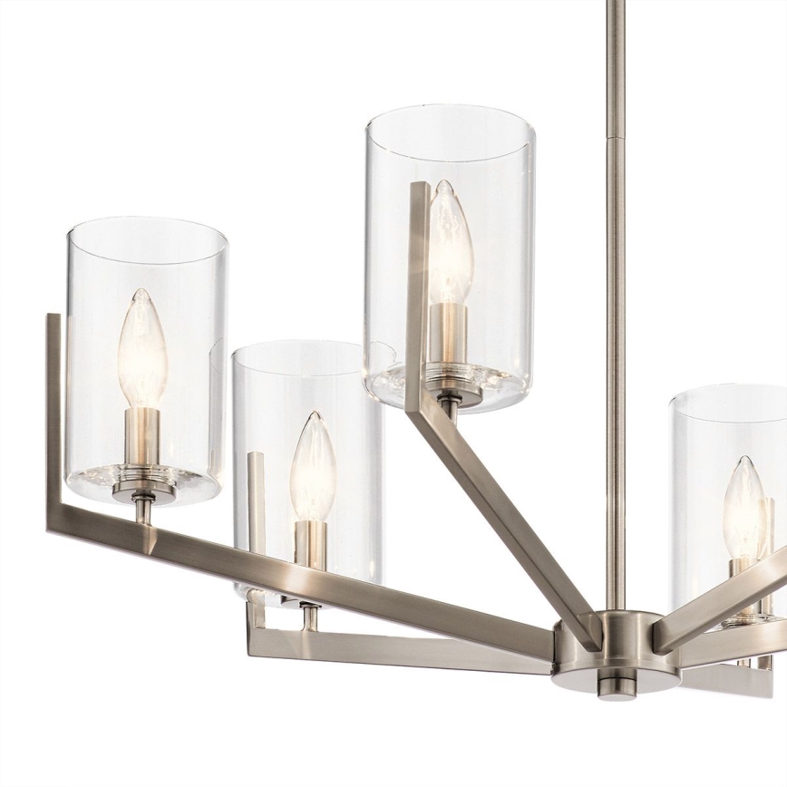 Quintiesse - Lustru NYE pe tijă, 6 x E14, 40 W, 230 V, Ø 71,1 cm, crom mat