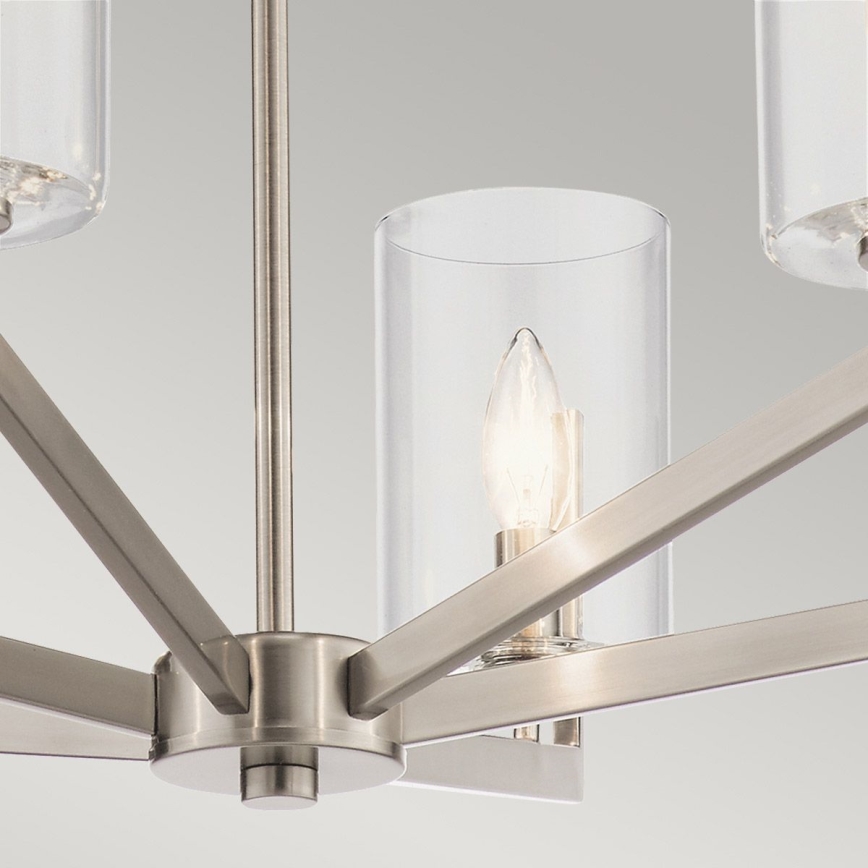 Quintiesse - Lustru NYE pe tijă, 6 x E14, 40 W, 230 V, Ø 71,1 cm, crom mat