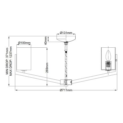 Quintiesse - Lustru NYE pe tijă, 6 x E14, 40 W, 230 V, Ø 71,1 cm, crom mat