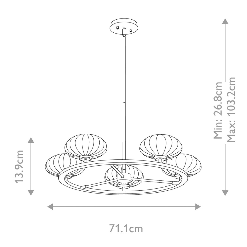 Quintiesse - Lustru LED pentru baie cu tijă PIM, 5 x G9 (3 W, 230 V), Ø 71,1 cm, IP44, crom lucios