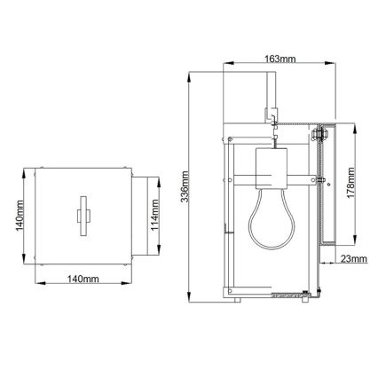 Quintiesse PORTER S - Aplica de perete pentru exterior, 1xE27/60W/230V, IP44, neagră