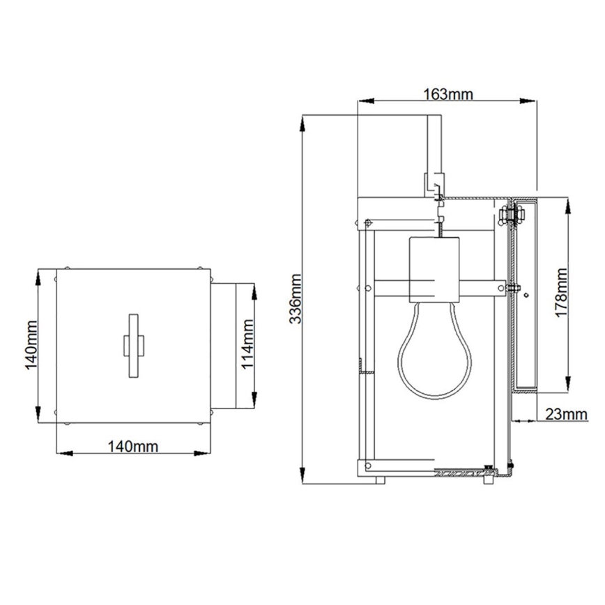 Quintiesse PORTER S - Aplica de perete pentru exterior, 1xE27/60W/230V, IP44, neagră