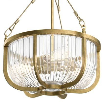 Quintiesse - Lustra pe lanț ROUX, 3xE27/60W/230V, diam. 40,6 cm, auriu