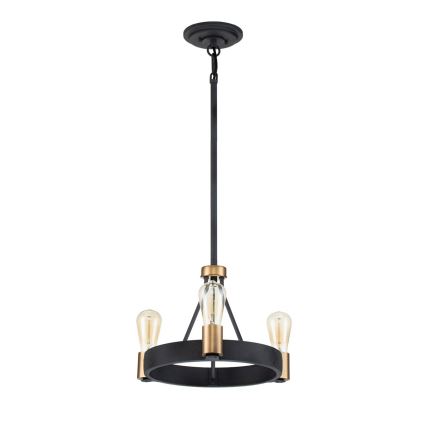 Quintiesse - Lustră pe tijă SILAS, 3x E27/60W/230V, Ø 42,2 cm, negru/auriu