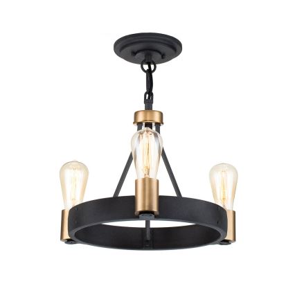 Quintiesse - Lustră pe tijă SILAS, 3x E27/60W/230V, Ø 42,2 cm, negru/auriu