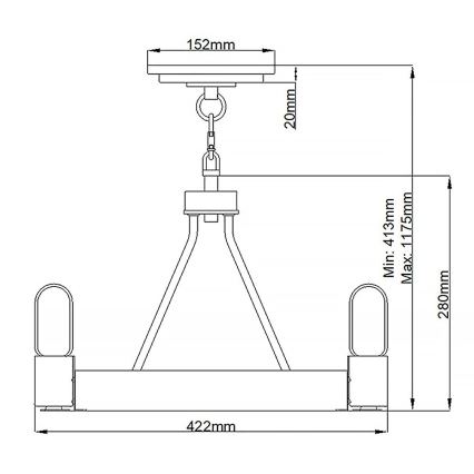 Quintiesse - Lustră pe tijă SILAS, 3x E27/60W/230V, Ø 42,2 cm, negru/auriu