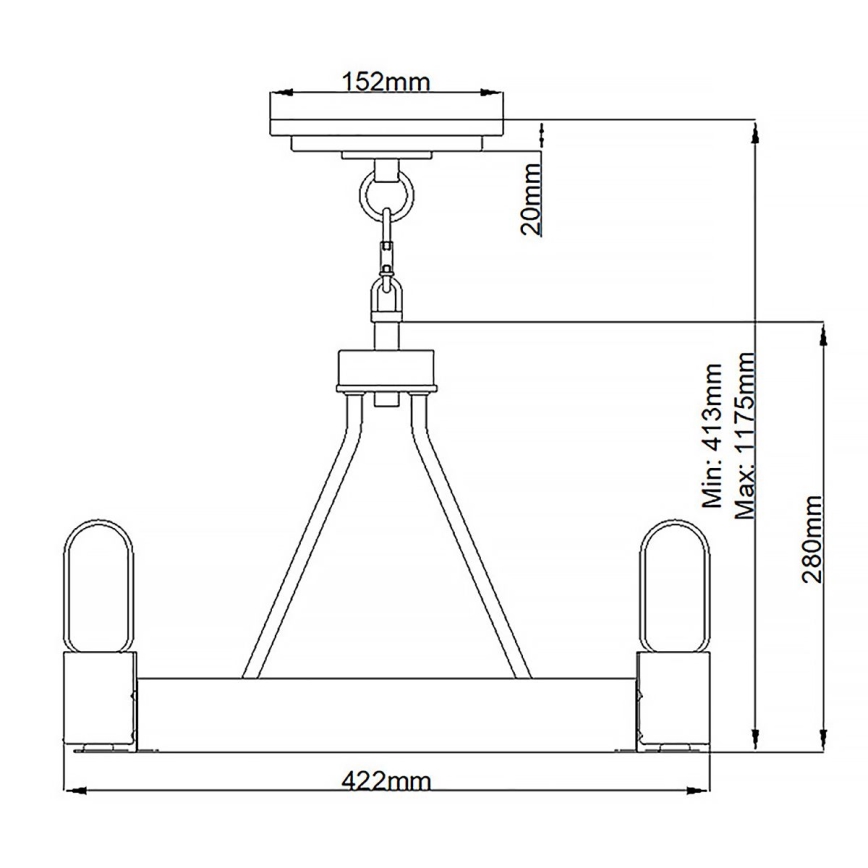 Quintiesse - Lustră pe tijă SILAS, 3x E27/60W/230V, Ø 42,2 cm, negru/auriu