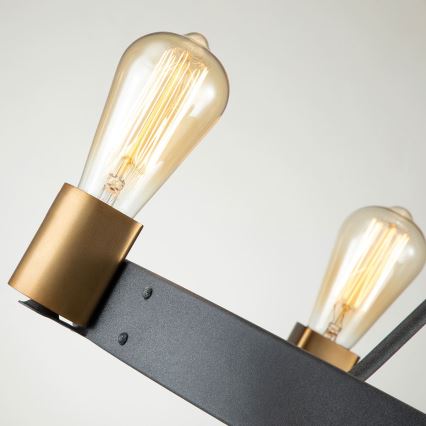 Quintiesse - Lustru pe tijă SILAS, 4xE27/60W/230V, Ø 54,9 cm, negru/auriu