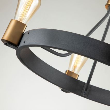 Quintiesse - Lustru pe tijă SILAS, 4xE27/60W/230V, Ø 54,9 cm, negru/auriu