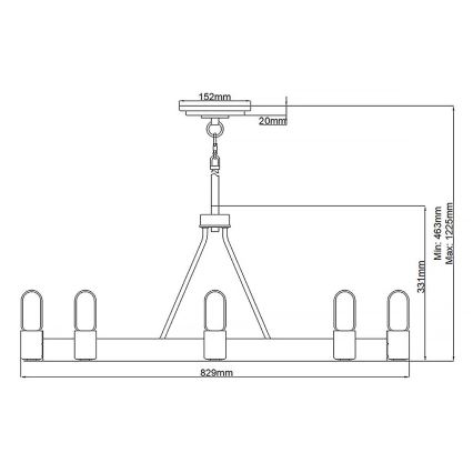 Quintiesse - Candelabru pe tijă SILAS 8xE27/60W/230V Ø 82,9 cm negru/auriu
