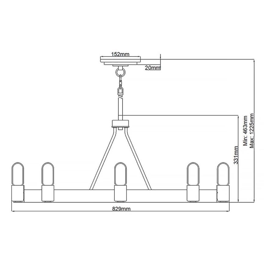 Quintiesse - Candelabru pe tijă SILAS 8xE27/60W/230V Ø 82,9 cm negru/auriu