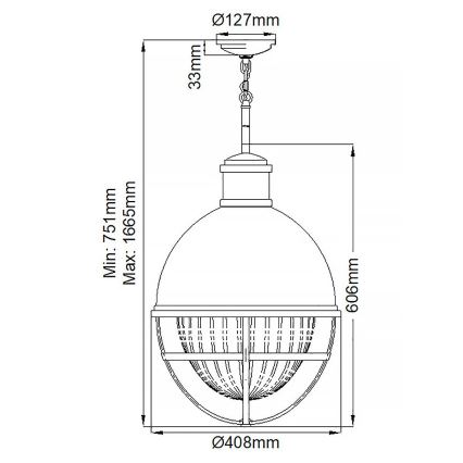Quintiesse - Lampă suspendată pe tijă TOLLIS 1xE27/40W/230V Ø 40,8 cm crom mat