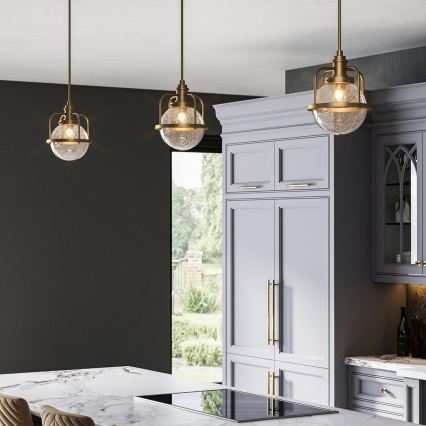 Quintiesse - Lampă suspendată de exterior pe tijă TRIOCENT 1xE27/40W/230V Ø 24 cm IP44 bronz