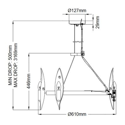 Quintiesse - Lustră suspendată pe cablu WILLOW, 6 x E14 / 40W / 230V, Ø 61 cm, auriu/negru