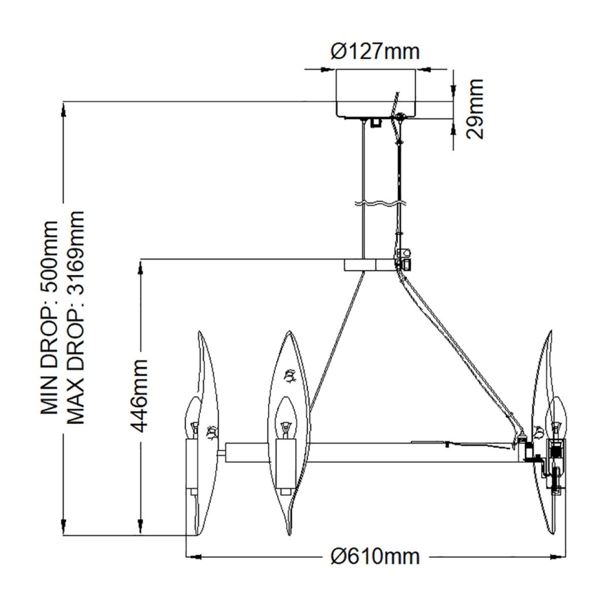 Quintiesse - Lustră suspendată pe cablu WILLOW, 6 x E14 / 40W / 230V, Ø 61 cm, auriu/negru