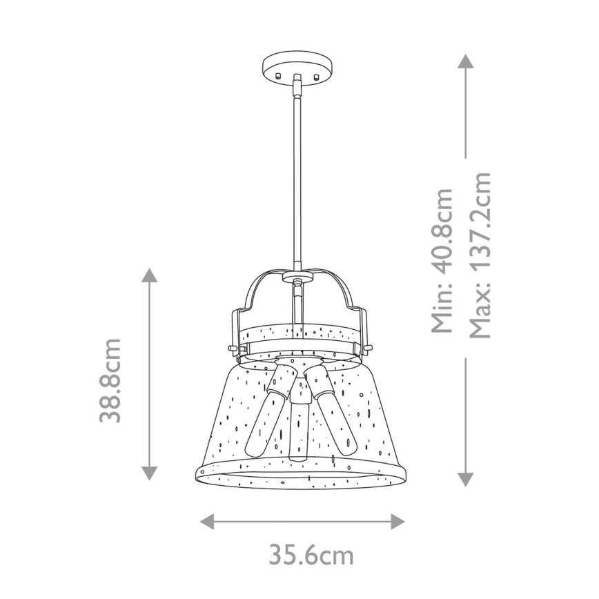 Quintiesse - Lustru pe tijă WIMBERLEY, 3 x E27, 60W, 230V, Ø 35,6 cm, auriu