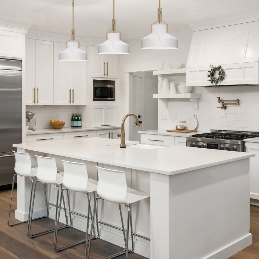 Quoizel - Candelabru cu tijă BRECKEN 2xE27/60W/230V auriu/decor marmură