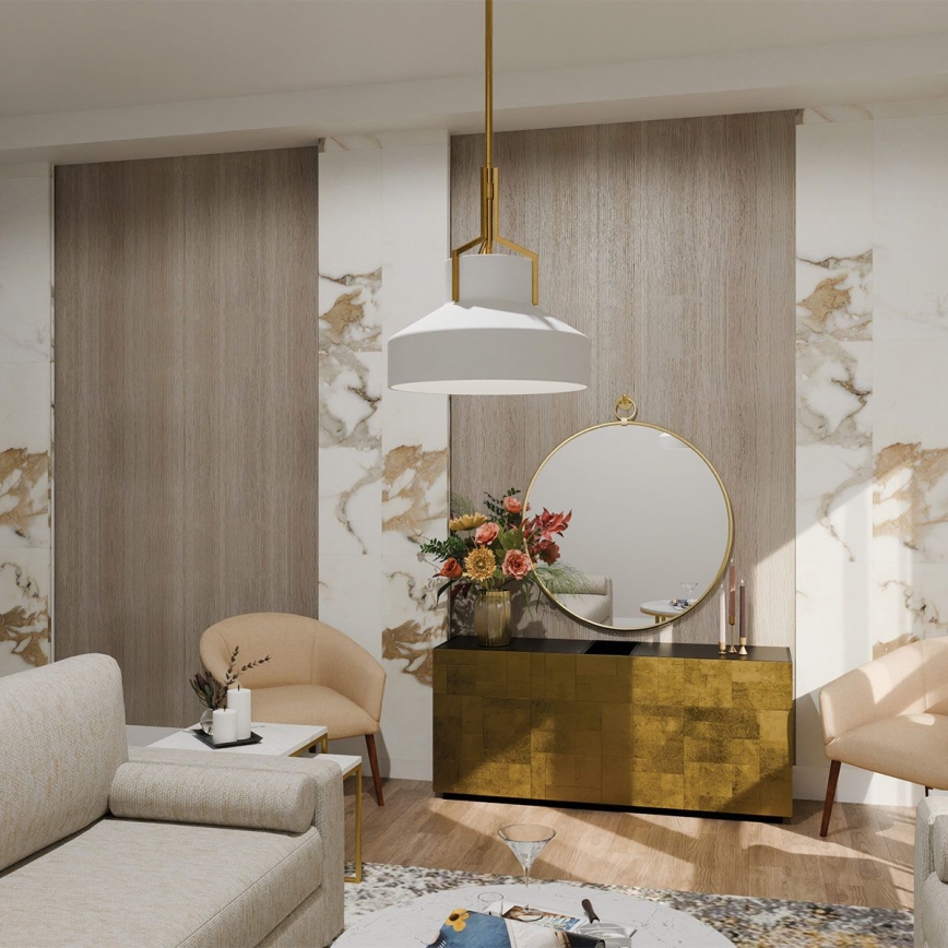 Quoizel - Candelabru cu tijă BRECKEN 2xE27/60W/230V auriu/alb