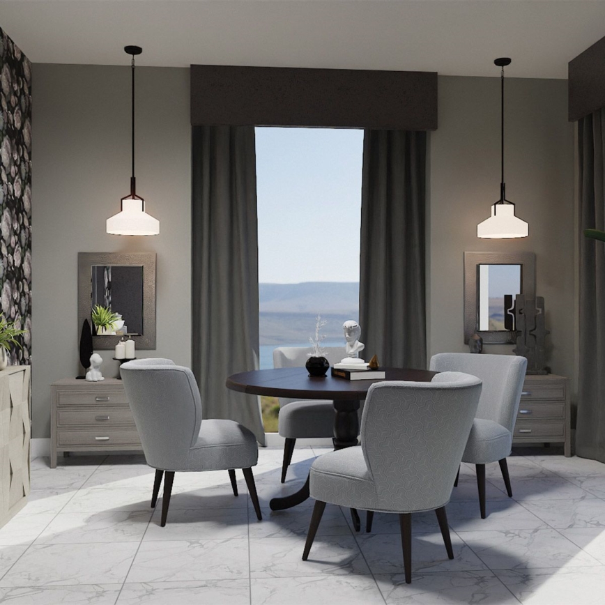 Quoizel - Lustră pe tijă BRECKEN 2xE27/60W/230V negru/decor marmură