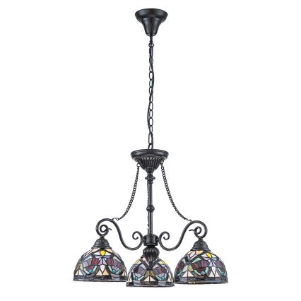 Quoizel - Candelabru suspendat Tiffany LARISSA, 3 x E27, 60 W, 230 V, diametru 63,6 cm