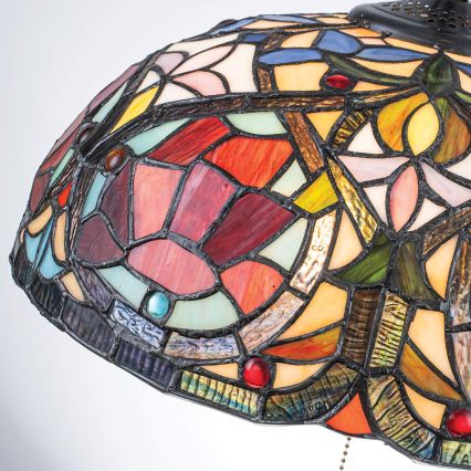 Quoizel - Candelabru Tiffany LARISSA cu lanț, 3xE27/60W/230V, Ø 38,5 cm