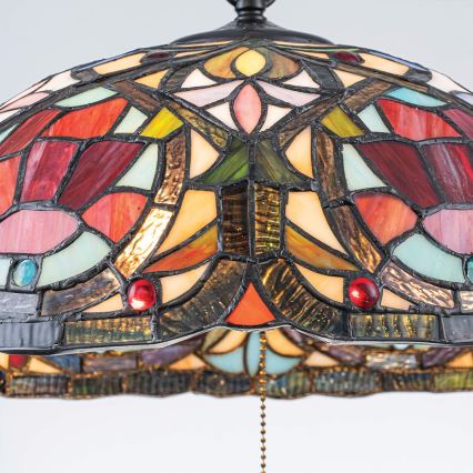Quoizel - Candelabru Tiffany LARISSA cu lanț, 3xE27/60W/230V, Ø 38,5 cm