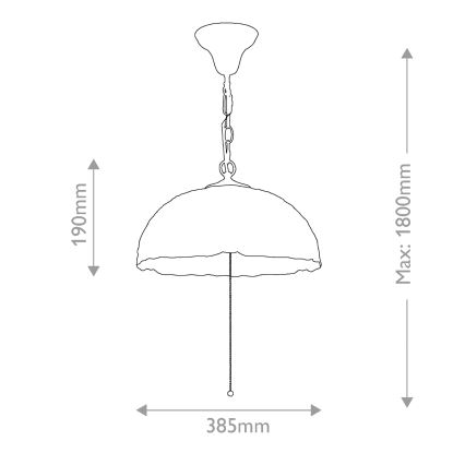 Quoizel - Candelabru Tiffany LARISSA cu lanț, 3xE27/60W/230V, Ø 38,5 cm