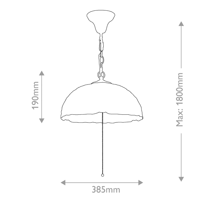 Quoizel - Candelabru Tiffany LARISSA cu lanț, 3xE27/60W/230V, Ø 38,5 cm