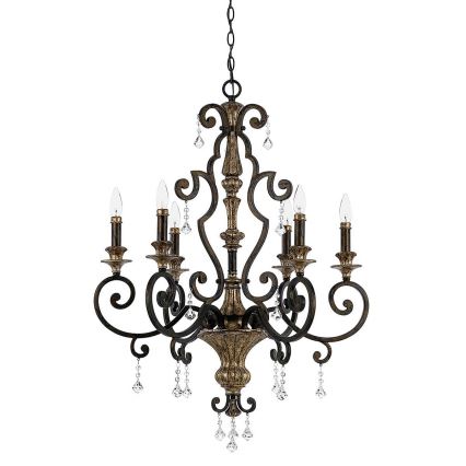 Quoizel - Candelabru cu lanț MARQUETTE 6xE14/60W/230V bronzat