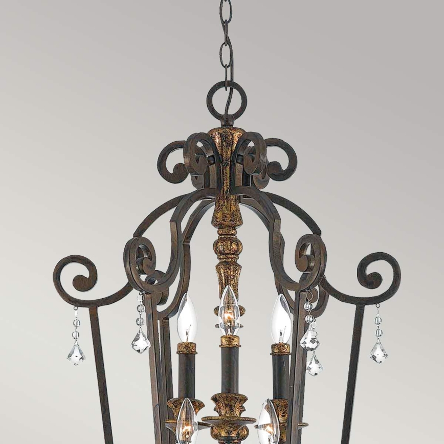 Quoizel - Candelabru suspendat pe lanț MARQUETTE, 6xE14/60W/230V, bronz