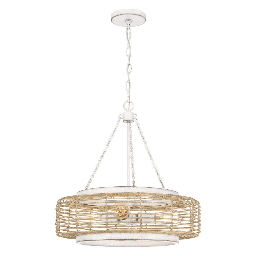 Quoizel - Lustru suspendat pe lanț WAYLON 4xE27/60W/230V diam. 50,4 cm maro/alb