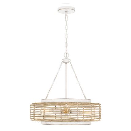Quoizel - Lustru suspendat pe lanț WAYLON 4xE27/60W/230V diam. 50,4 cm maro/alb