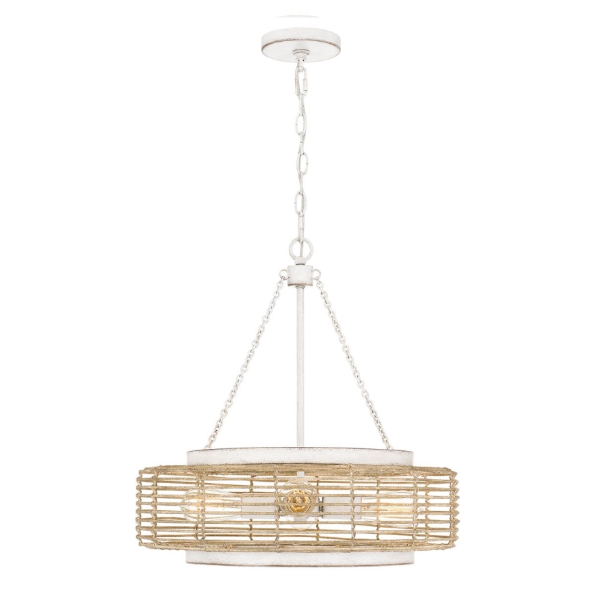 Quoizel - Lustru suspendat pe lanț WAYLON 4xE27/60W/230V diam. 50,4 cm maro/alb
