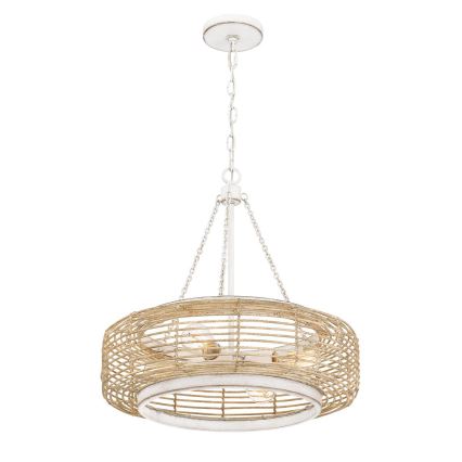 Quoizel - Lustru suspendat pe lanț WAYLON 4xE27/60W/230V diam. 50,4 cm maro/alb