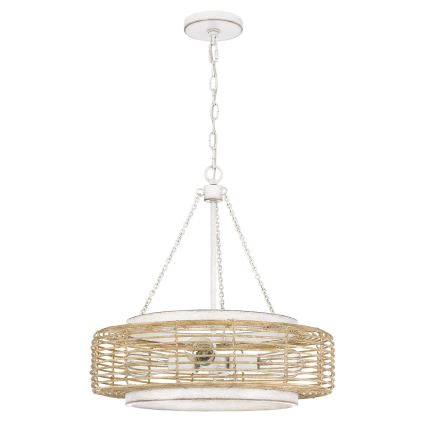 Quoizel - Lustru suspendat pe lanț WAYLON 4xE27/60W/230V diam. 50,4 cm maro/alb