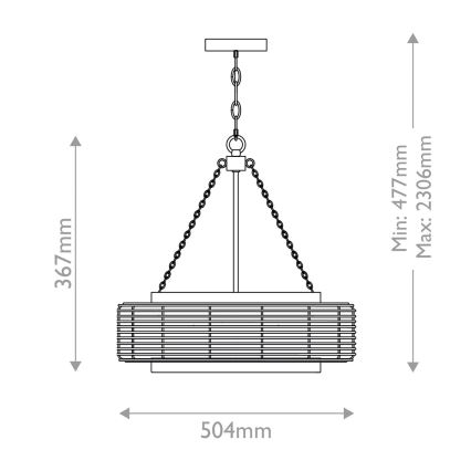 Quoizel - Lustru suspendat pe lanț WAYLON 4xE27/60W/230V diam. 50,4 cm maro/alb