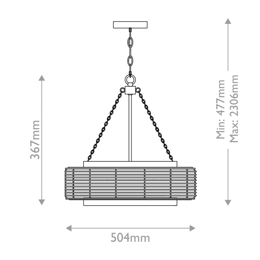 Quoizel - Lustru suspendat pe lanț WAYLON 4xE27/60W/230V diam. 50,4 cm maro/alb