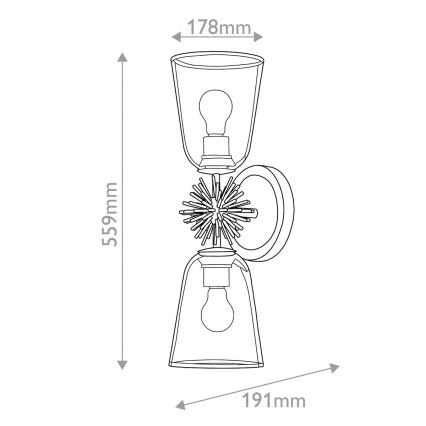 Quoizel - Aplică de perete STARING 2xE27/40W/230V cupru