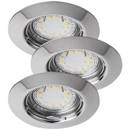 Rabalux - Set de 3 spoturi LED încastrate pentru baie, 1x GU10/3W/230V, IP44