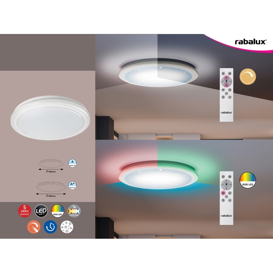 Rabalux - Plafonieră LED dimabilă cu telecomandă RGB LED/32W/230V Ø 40 cm