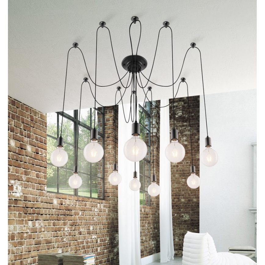 Rabalux - Lustră 10xE27/60W/230V negru