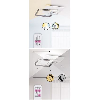 Rabalux - Plafonieră LED aplicată dimmabilă LED/48W/230V 3000K/4000K/6000K + telecomandă 49,5x49,5 cm